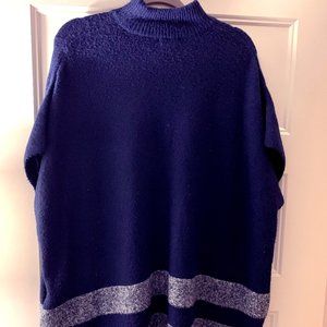 French Navy Poncho Sleeveless over sized sweater